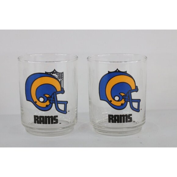 Vintage 80s 90s NFL Set of 2 Los Angeles St Louis Rams Football Drinking  Glasses